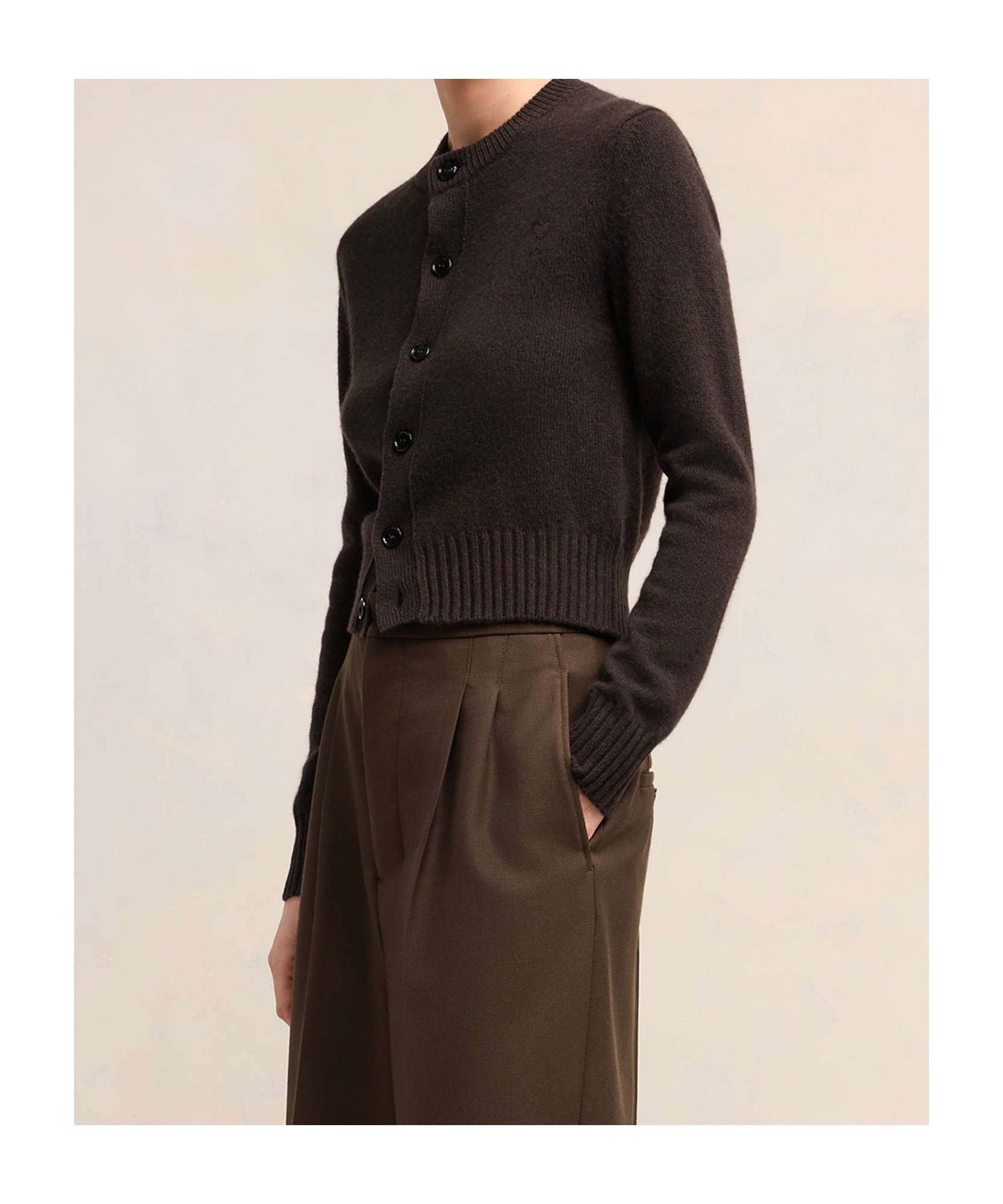Ami Alexandre Mattiussi Paris De Coeur Logo Embroidered Knit Cardigan In Black