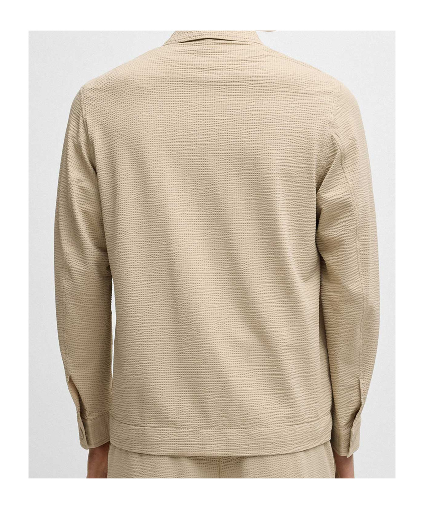 Hugo Boss Textured Fabric Button-up Shirt In Nude