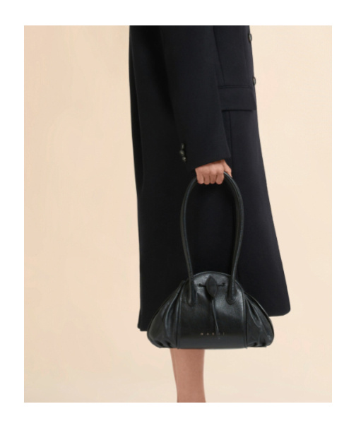 Marni Black Leather Tulipea Shoulder Bag In Black