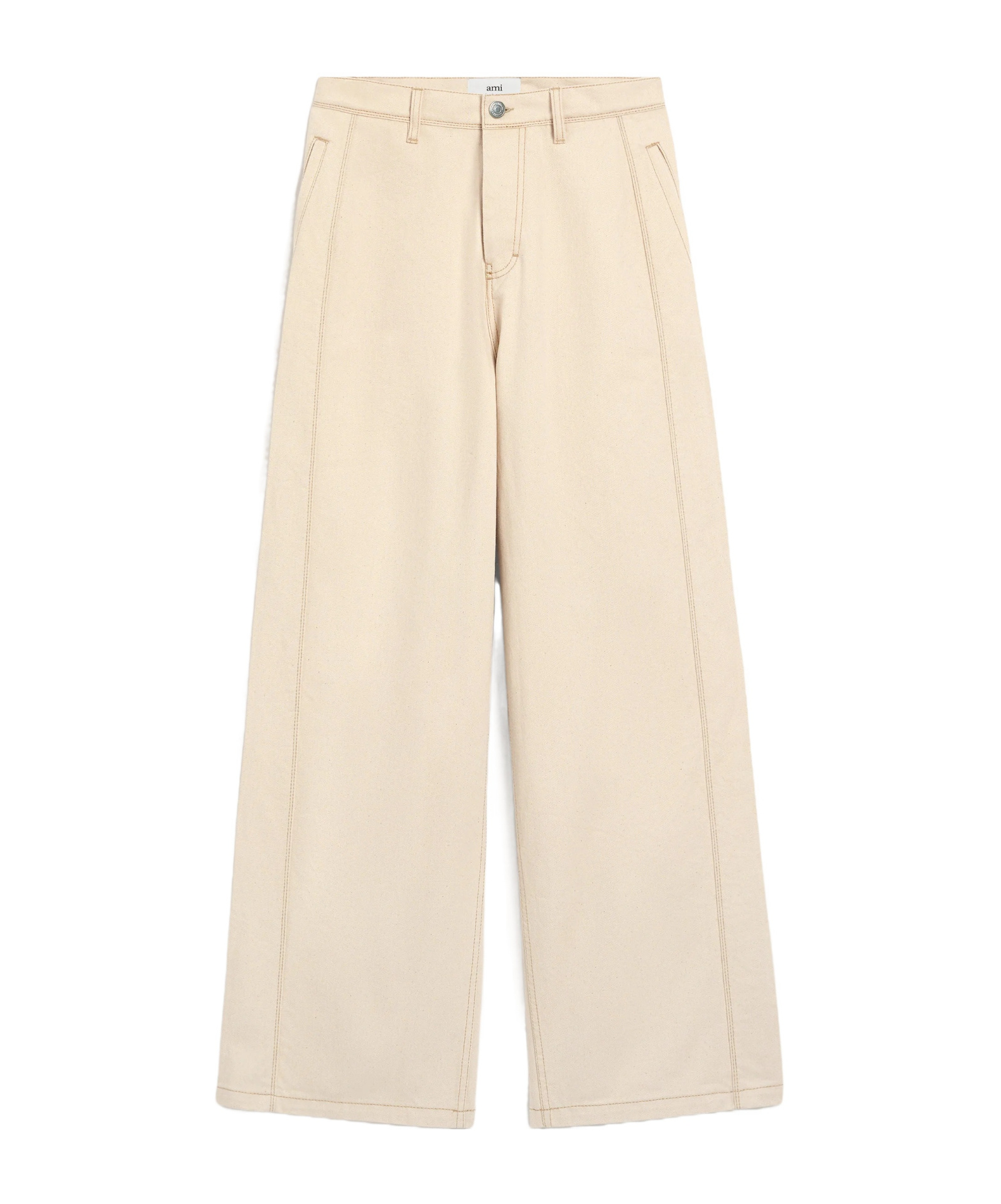 Ami Alexandre Mattiussi Ami Paris Jean Wide Fit Avec Bandes Laterales In Neutral