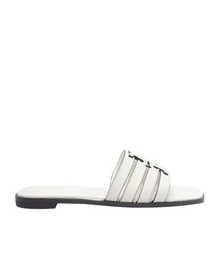 Tory Burch Ivory Leather Ines Slippers In White