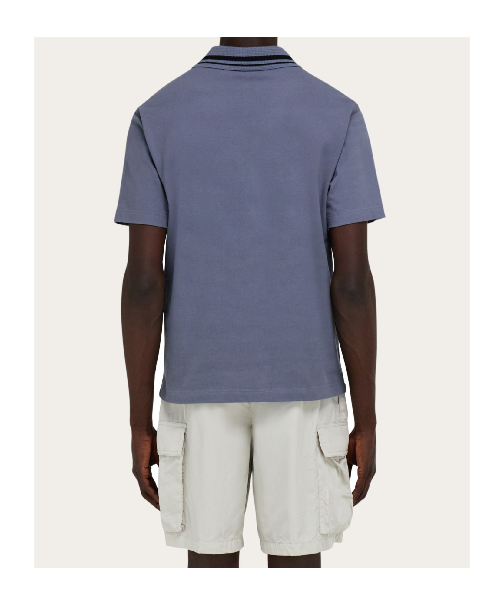 Ferragamo Polo With Embroidered Logo In Blue
