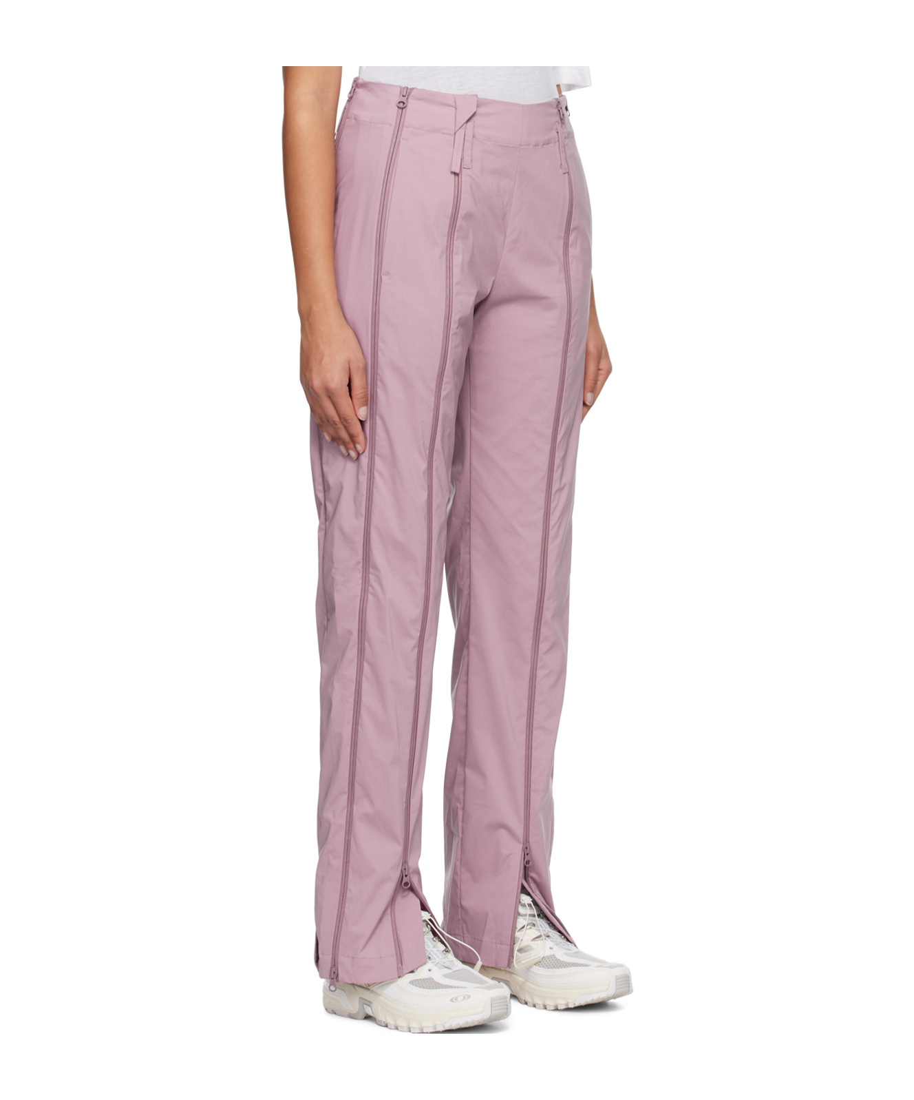 Post Archive Faction (paf) Zipper-open-crotch Casual Pants In Pink