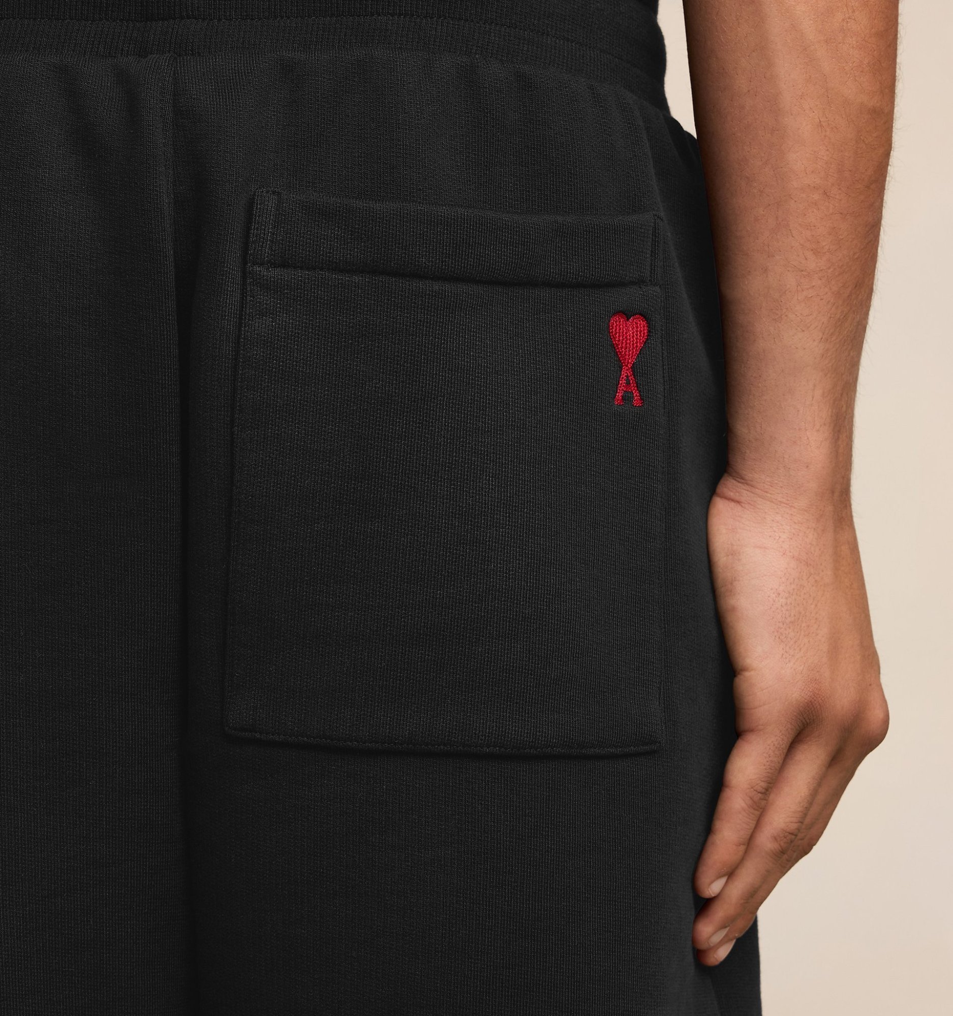 Ami Alexandre Mattiussi Ami Paris Ami De Coeur Logo Embossed Drawstring Shorts In Black
