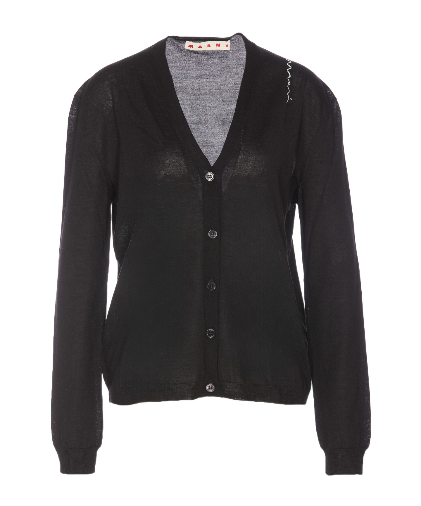 Marni Wool And Silk Blend Cardigan In Black