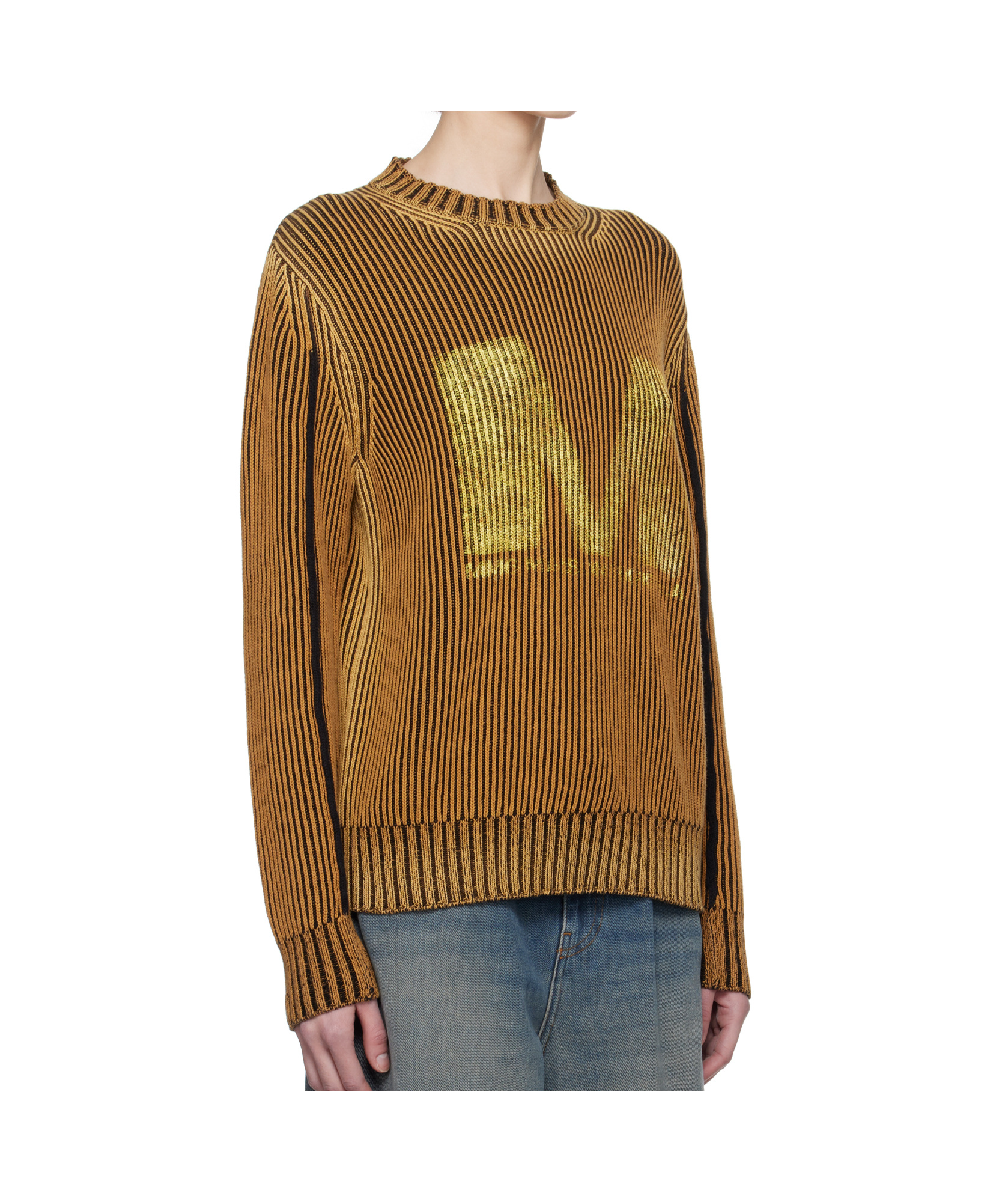 Mm6 Maison Margiela Orange & Black Sunbleached Logo Crewneck Sweater In Brown