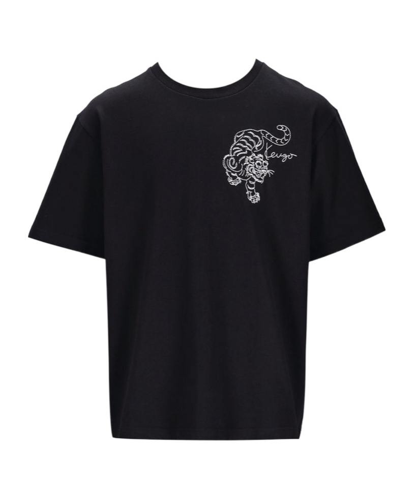 Kenzo Tiger-embroidered T-shirt In Black