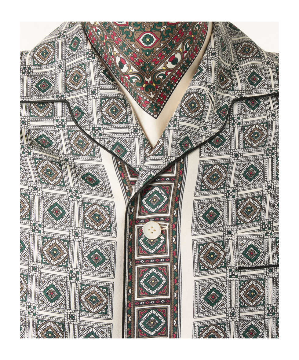 Loro Piana Lian Printed Silk Twill Shirt In Gray
