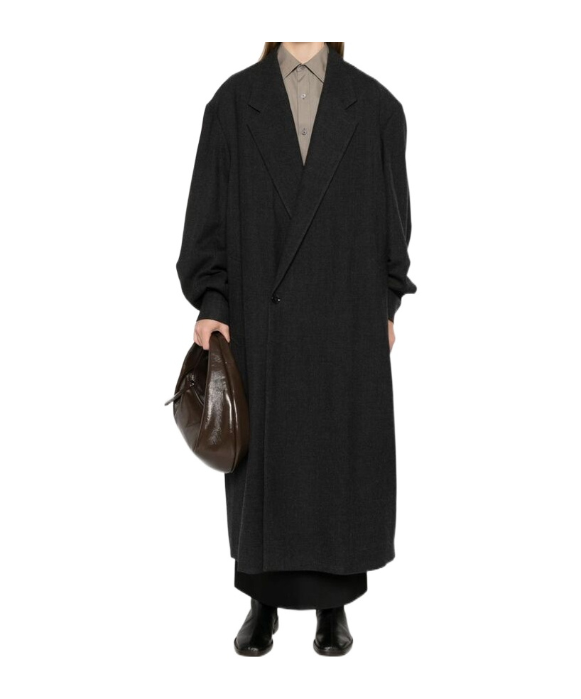 Lemaire Double-breasted Coat In Black