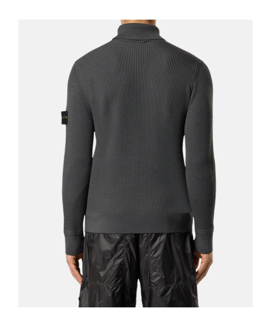 Stone Island Virgin Wool Turtleneck Sweater With Long Sleeves In Gray