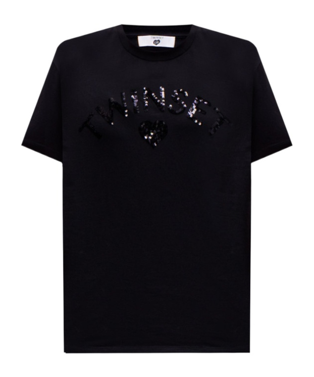 Twinset Front Logo T-shirt In Black