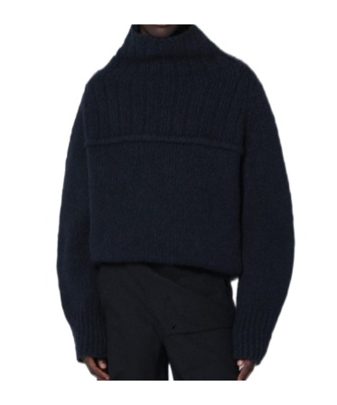 Dries Van Noten Oversized Wool Knit High Collar In Black