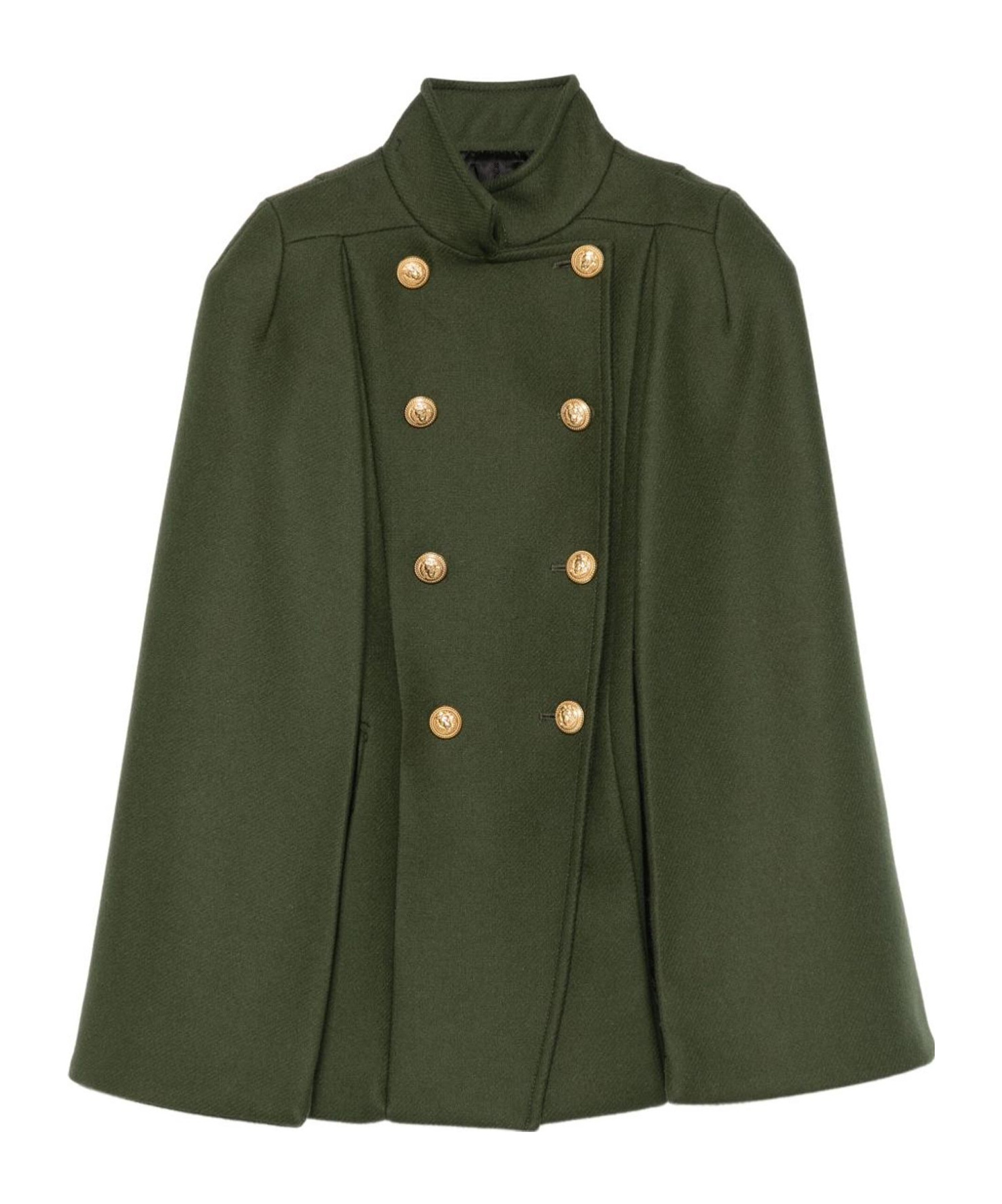 Balmain Wool-blend Cape Coat In Green