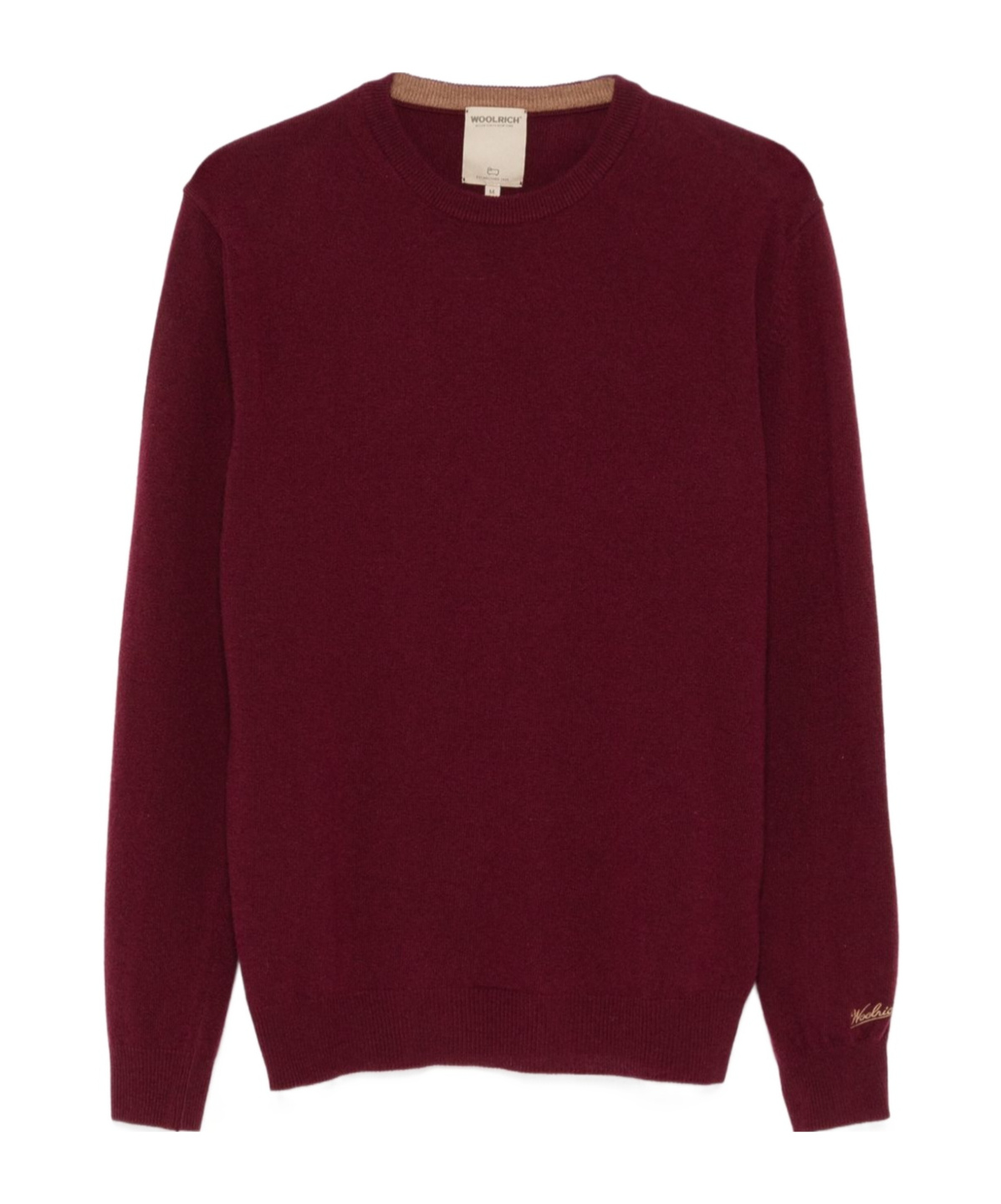 Woolrich Classic Crew Neck Wool Sweater In Deep Burgundy In Red