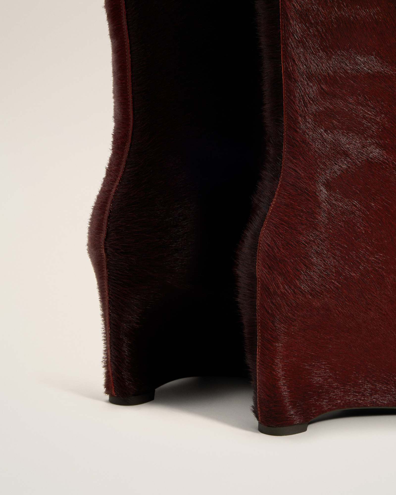 Ami Alexandre Mattiussi Burgundy Leather Bicolor Knee High Boots Red In Red