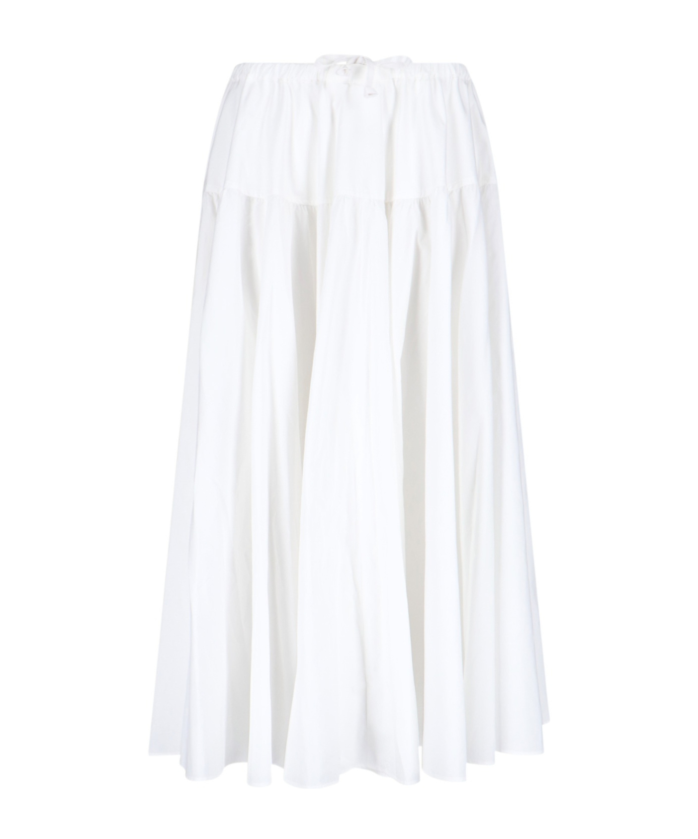 Patou Drawstring Flared Tiered Skirt In White