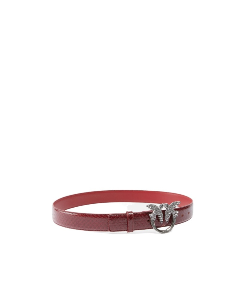 Pinko Galleria 3-cm Belt In Glossy Python Skin In Red