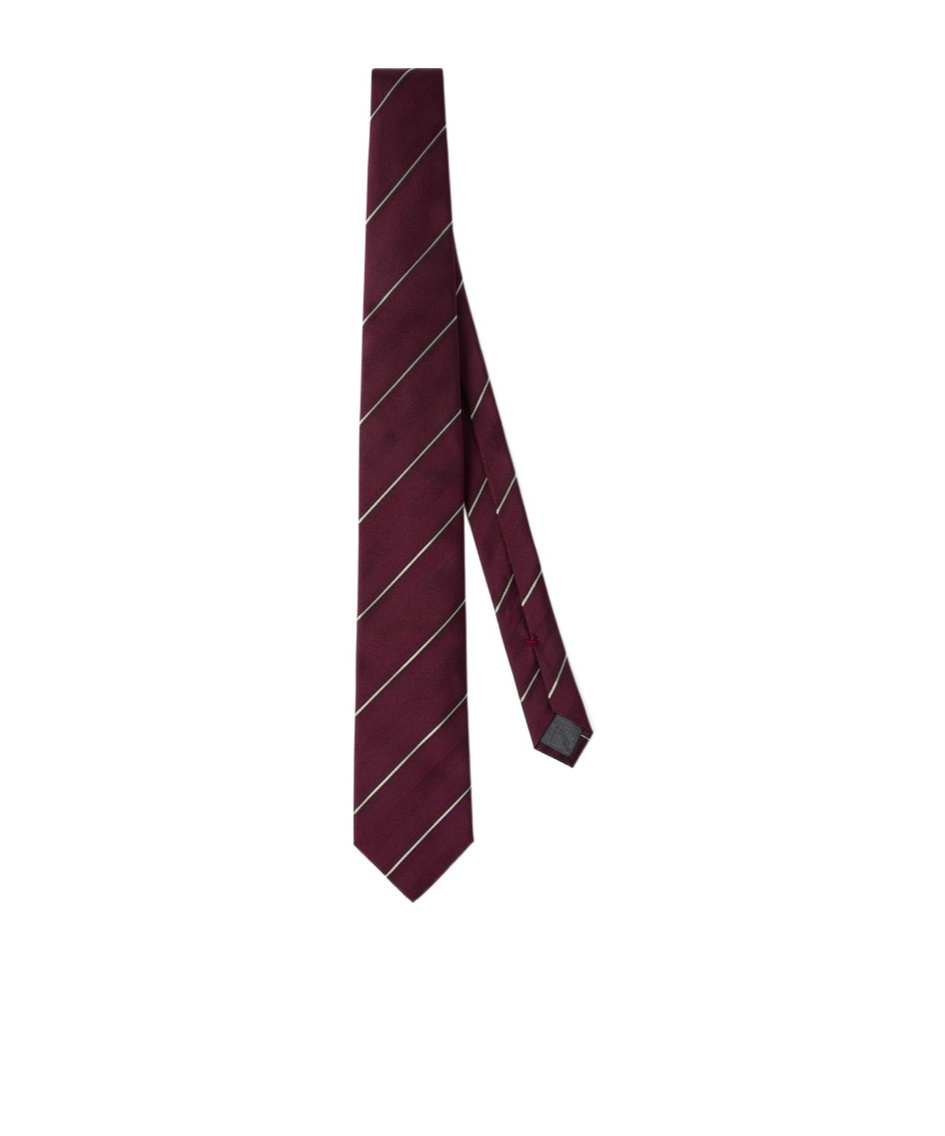Brunello Cucinelli Striped Silk Tie In Red