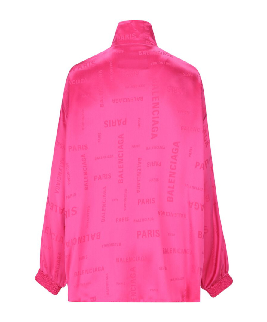 Balenciaga Logo-embroidered Oversized Jacket In Pink