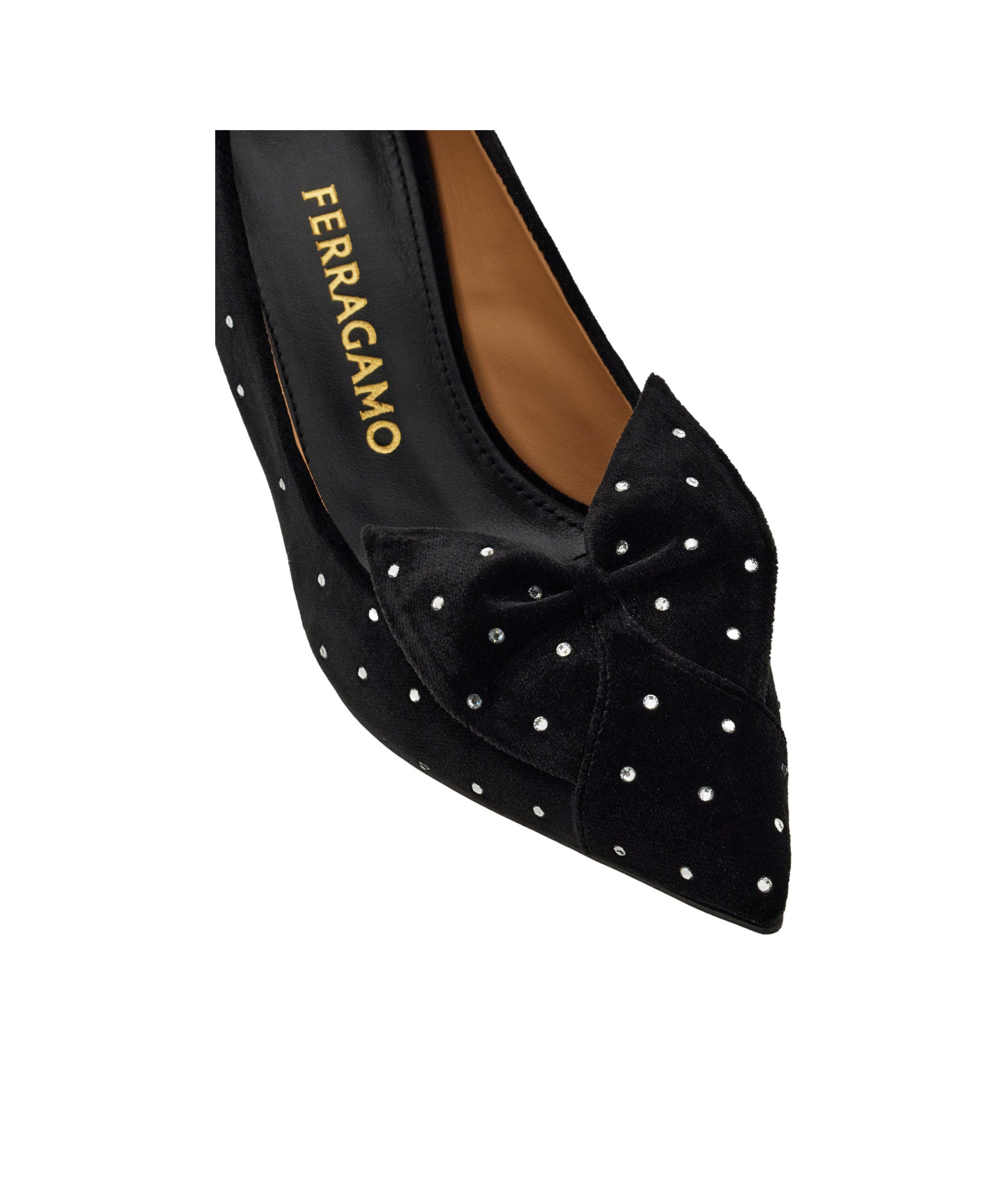 Ferragamo Pointed Pump With Soft Bow In Black
