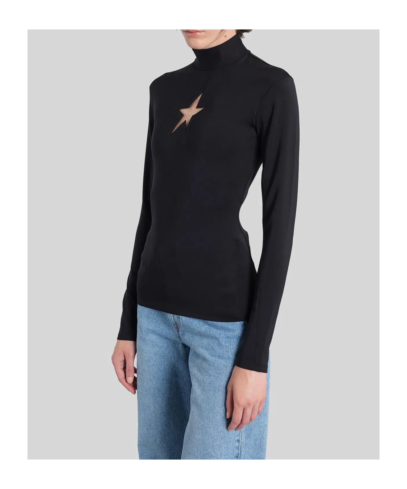 Mugler Openwork Detail Blouse In Black