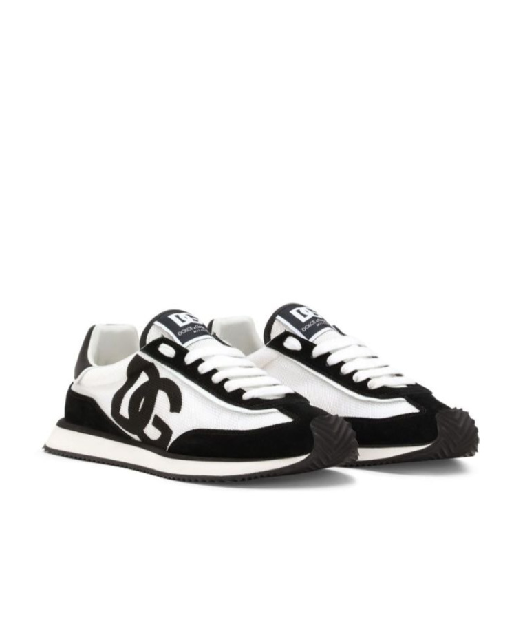 Dolce & Gabbana Multicolor Mesh And Split Leather Cushion Sneakers In Black