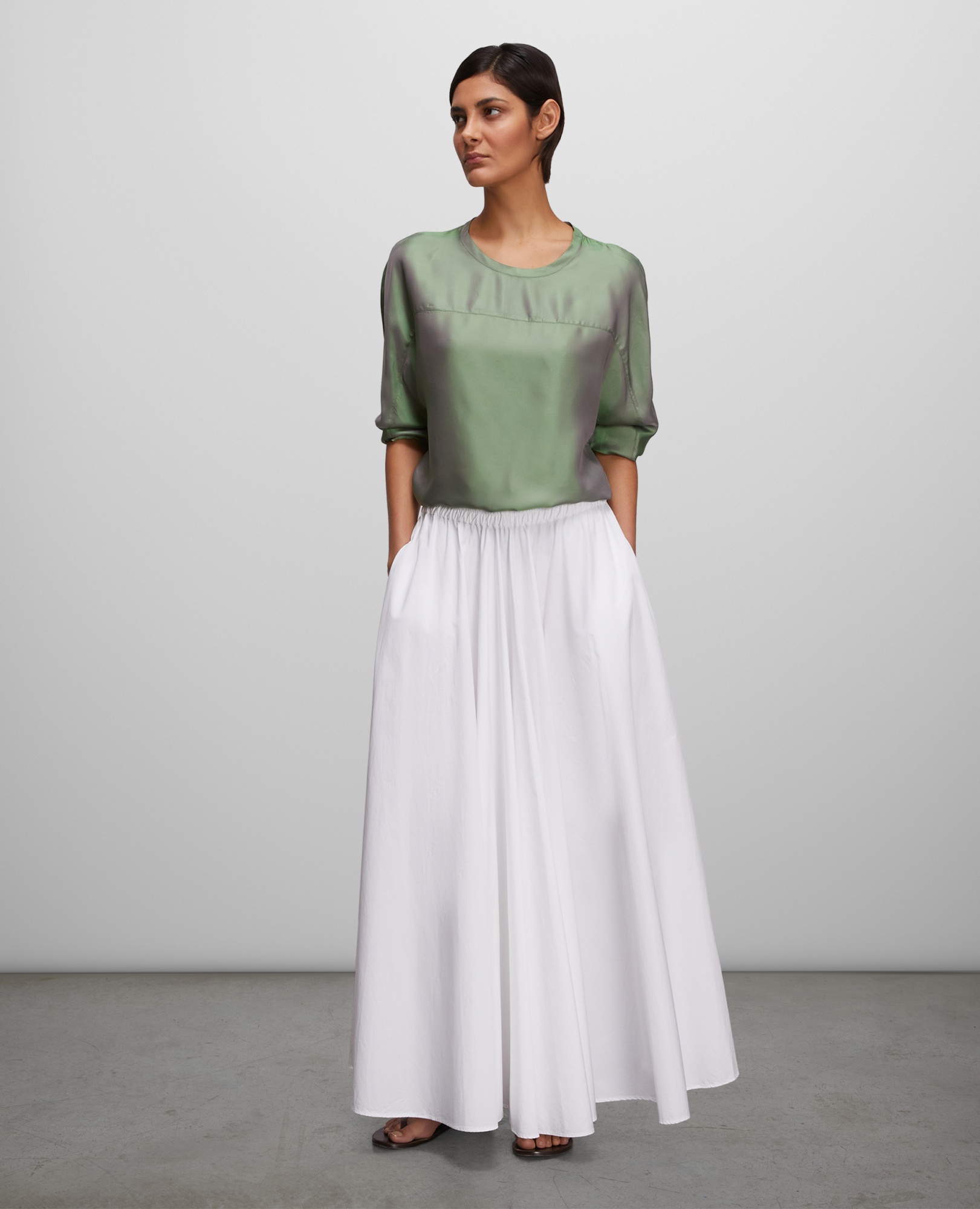 Aspesi Green Viscose Twill Blouse In Gray