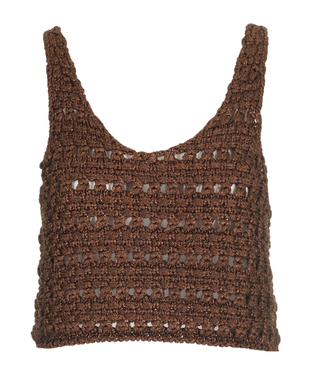 Alanui Viscose Knit Cropped Top Knitwear Brown In Brown