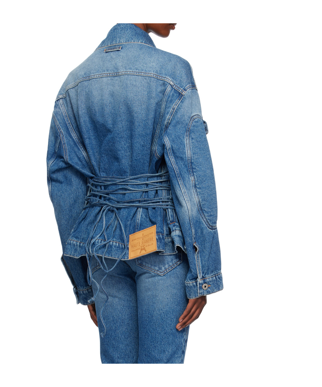 Jean Paul Gaultier Lacing Denim Jacket In Blue