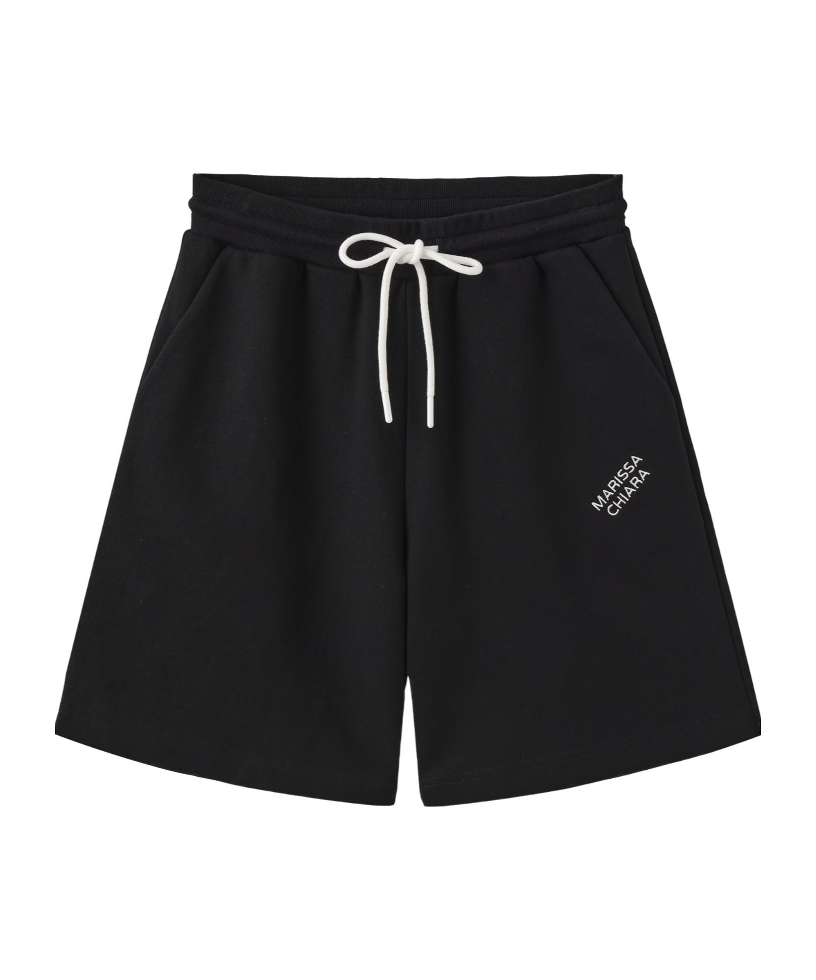 Marissa Chiara Drawstring Elastic Waist Shorts In Black