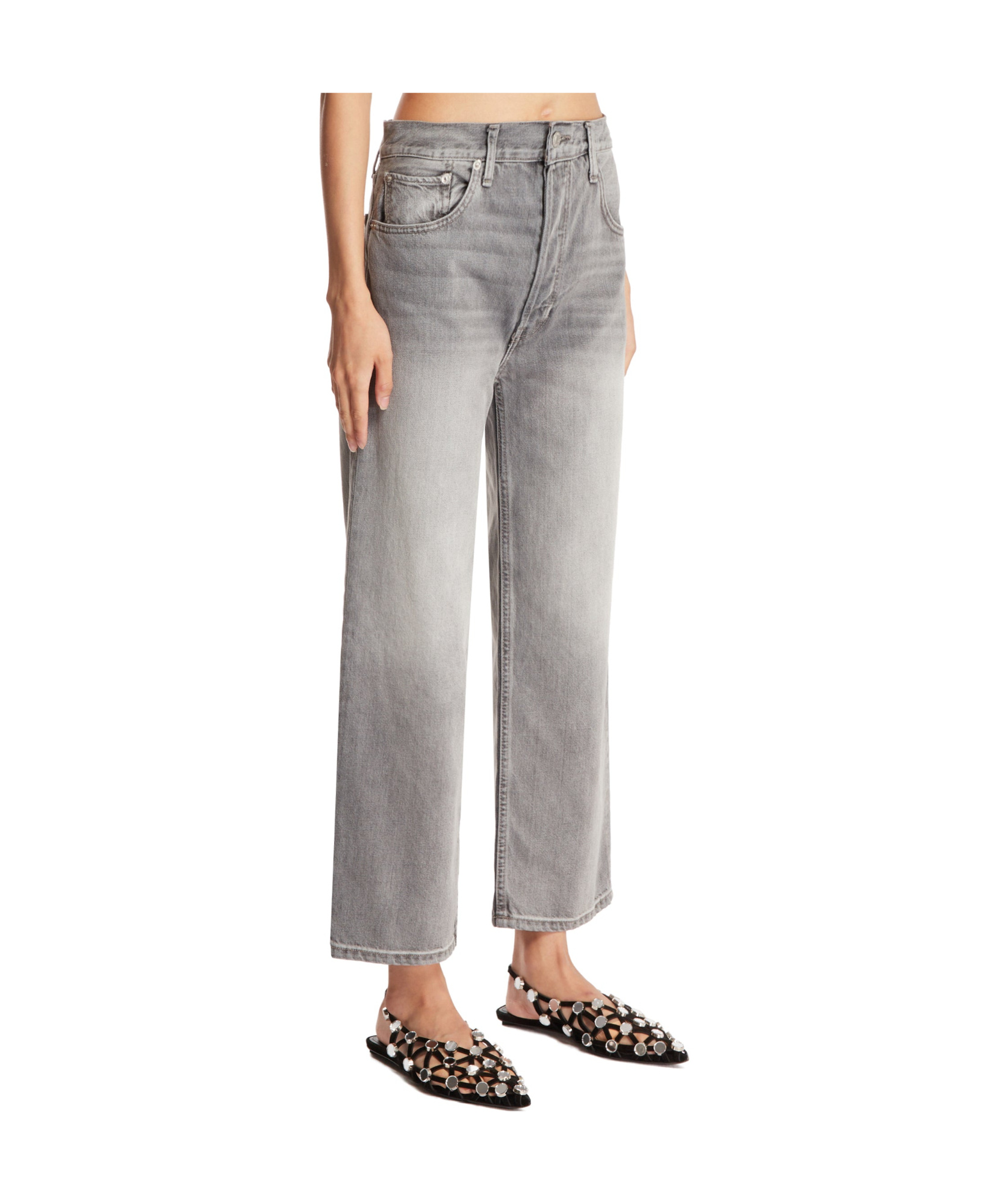 Re/done Loose Crop Jeans In Gray