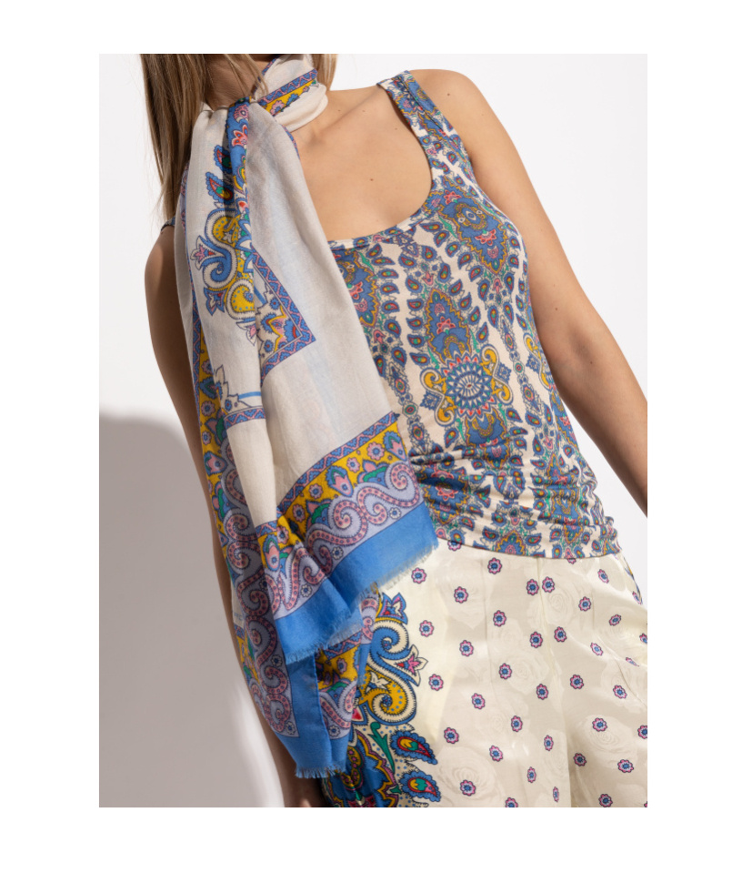 Etro Scarf With Decorative Pattern In Nude