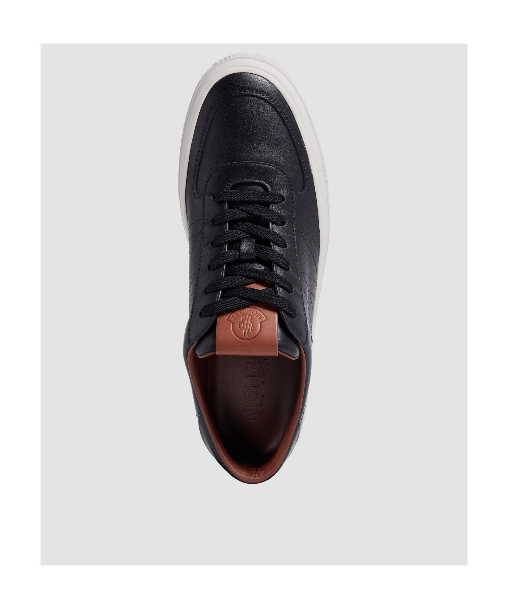 Moncler Men's Classis Low Top Trainers Monclub Crafted With Soft Calf Leather. Rubber Outsole In Black