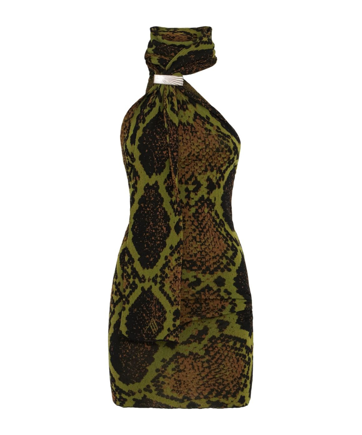 Attico Snake-print Halterneck Mini Dress In Multi