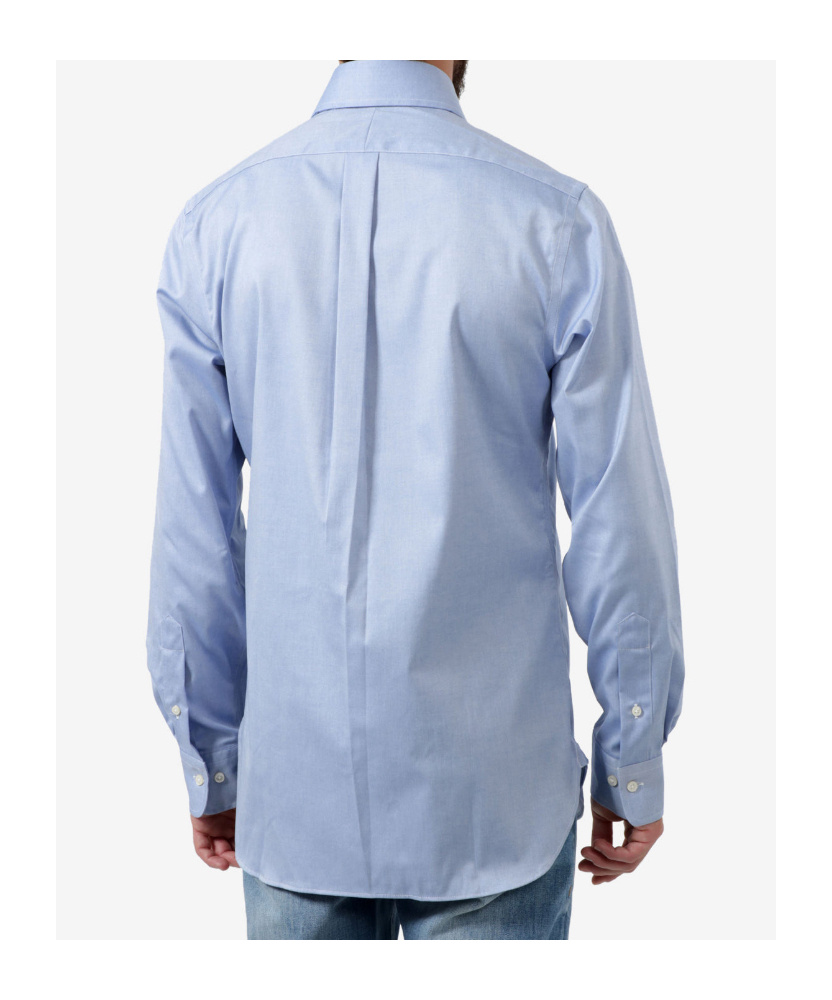 Shop Polo Ralph Lauren Logo Embroidered Long-sleeved Shirt In Blue