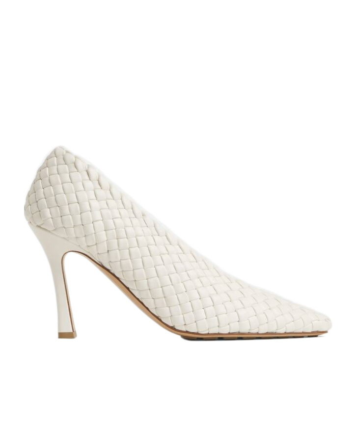Bottega Veneta Sofia Intrecciato Leather Pumps In White