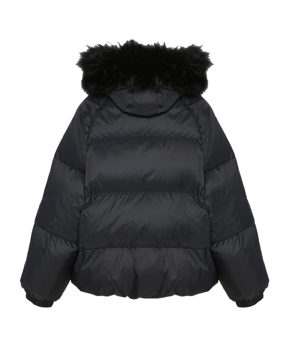 Yves Salomon Short Down Jacket With Raglan Sleeves And Lamb Fur Hood Trim Clothing In Black