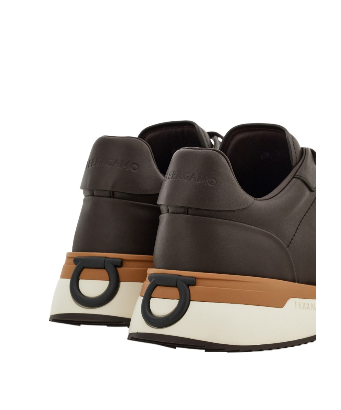 Ferragamo Calfskin Leather Sneakers In Brown