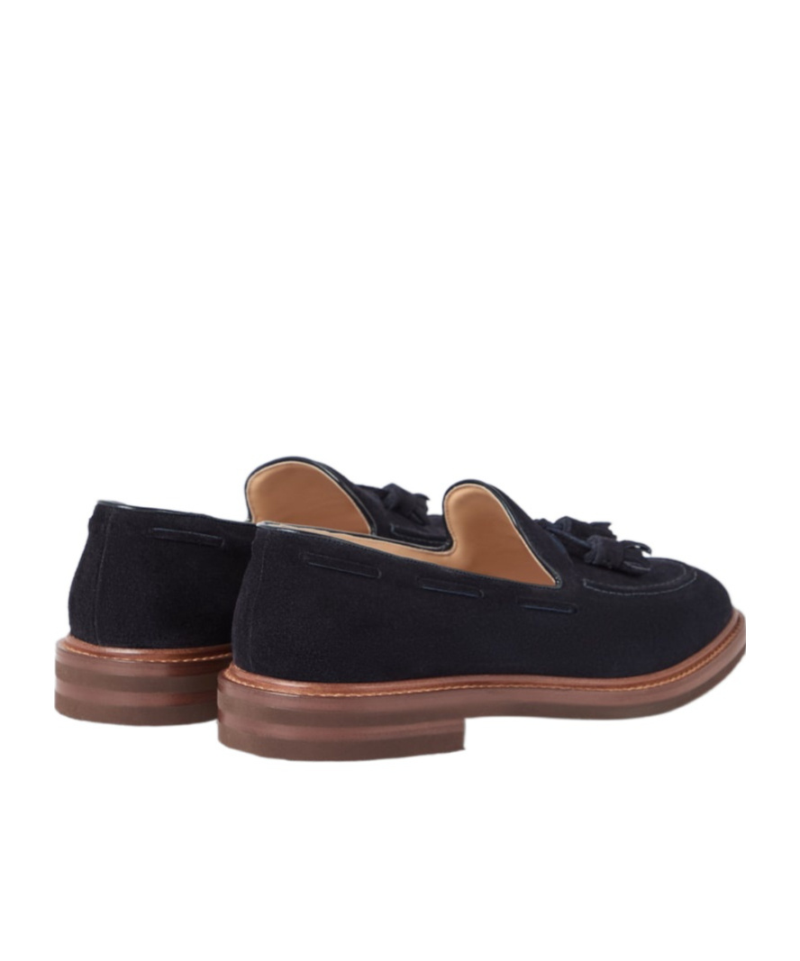 Brunello Cucinelli Leather-trimmed Tasselled Suede Loafers In Black