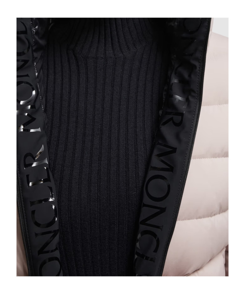 Shop Moncler Herbe Short Down Jacket In Nude