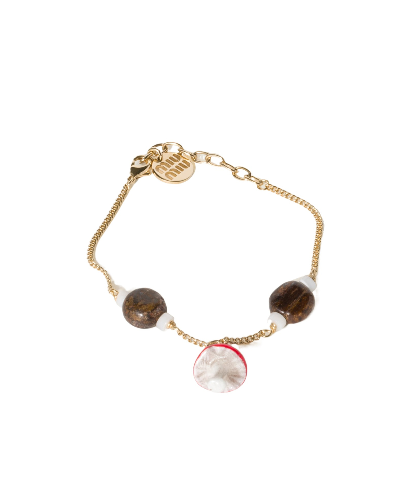Miu Miu Metal And Resin Bracelet In Gold