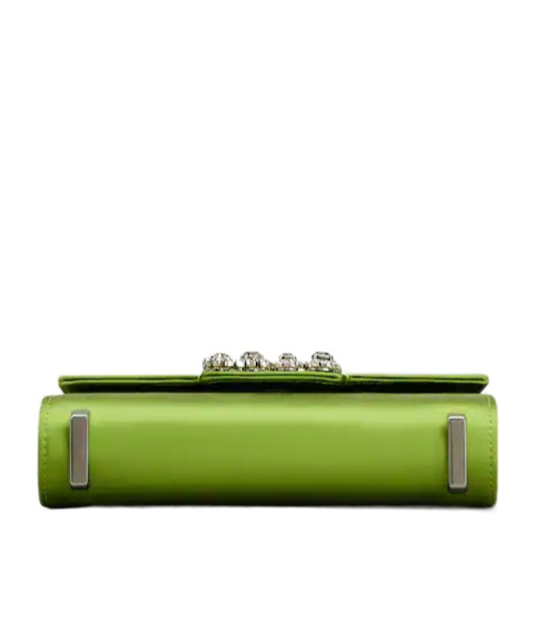 Roger Vivier Jewel Efflorescence Mini Bag In Satin In Green