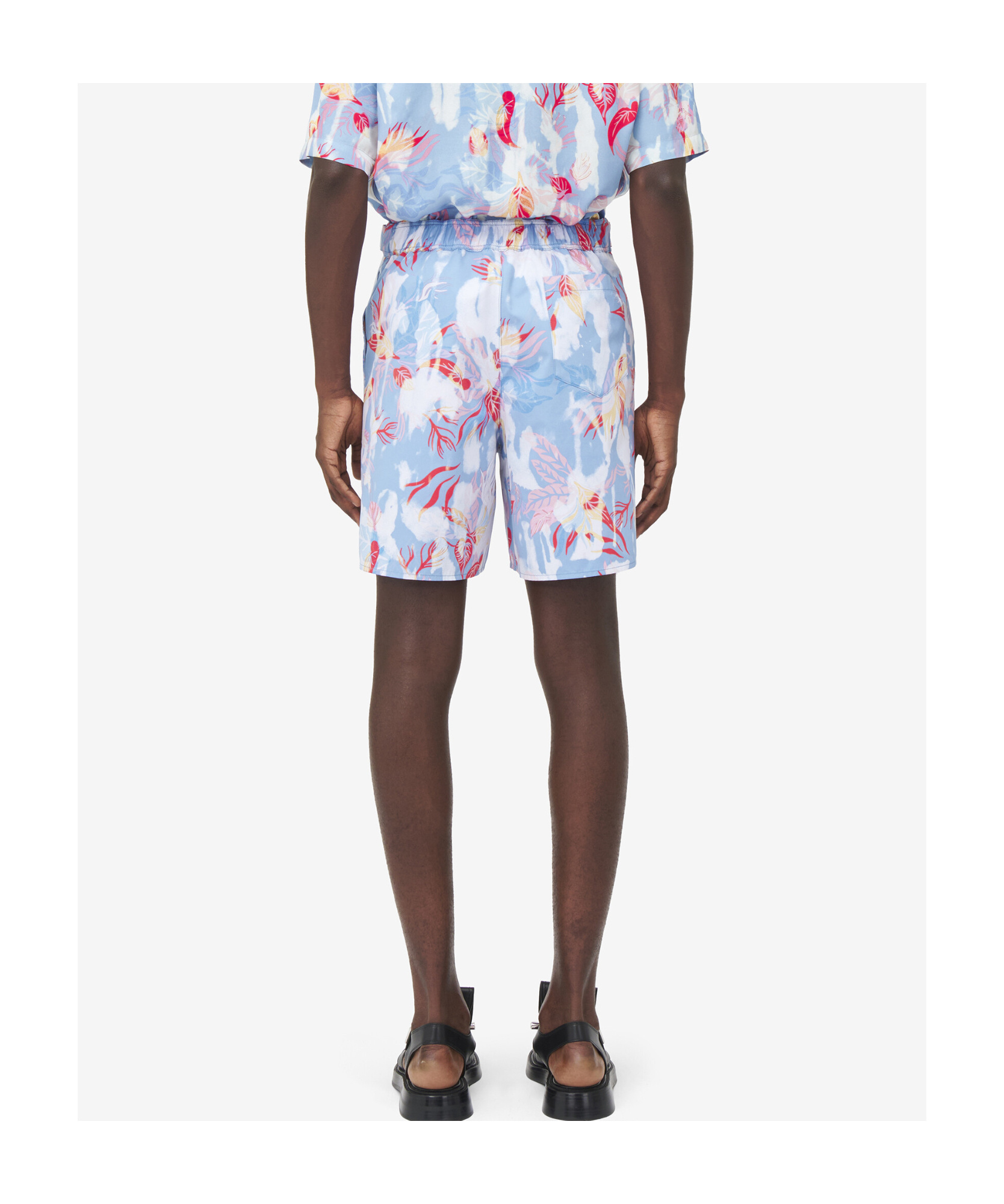 Alexander Mcqueen Men's Hawaiian Floral Pyjama Shorts In Pale Blue In Blue