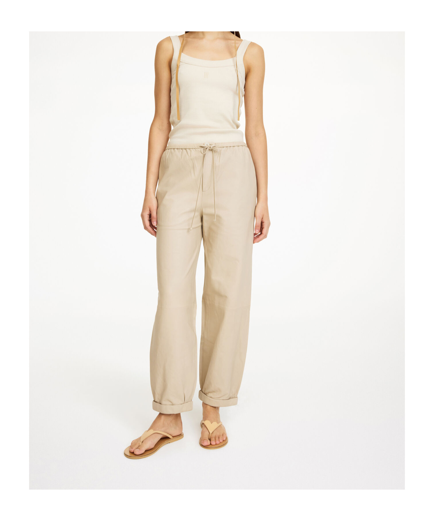 By Malene Birger Elastic Waist Casual Pants In Cement