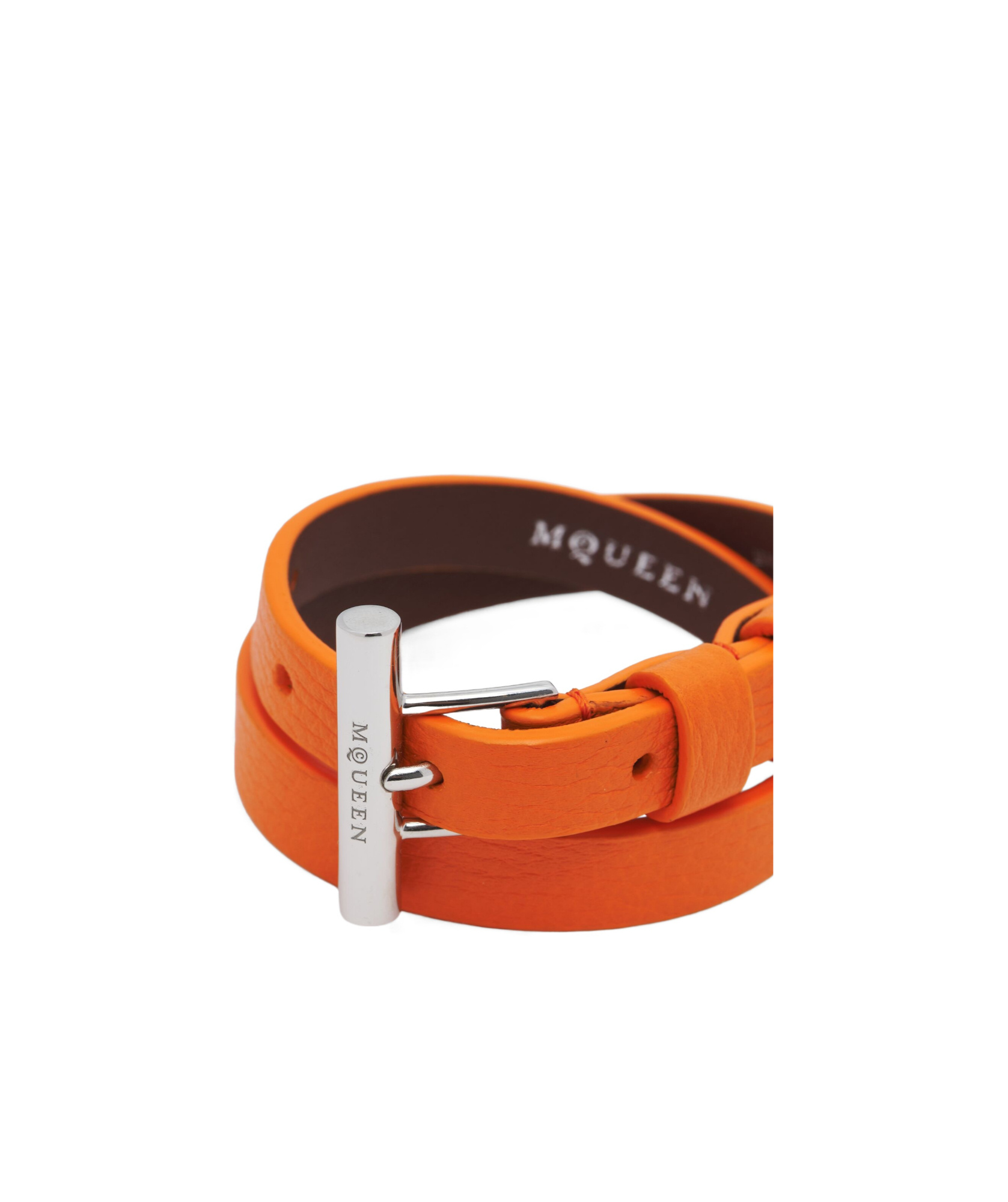 Alexander Mcqueen T-bar Double Loop Bracelet In Orange