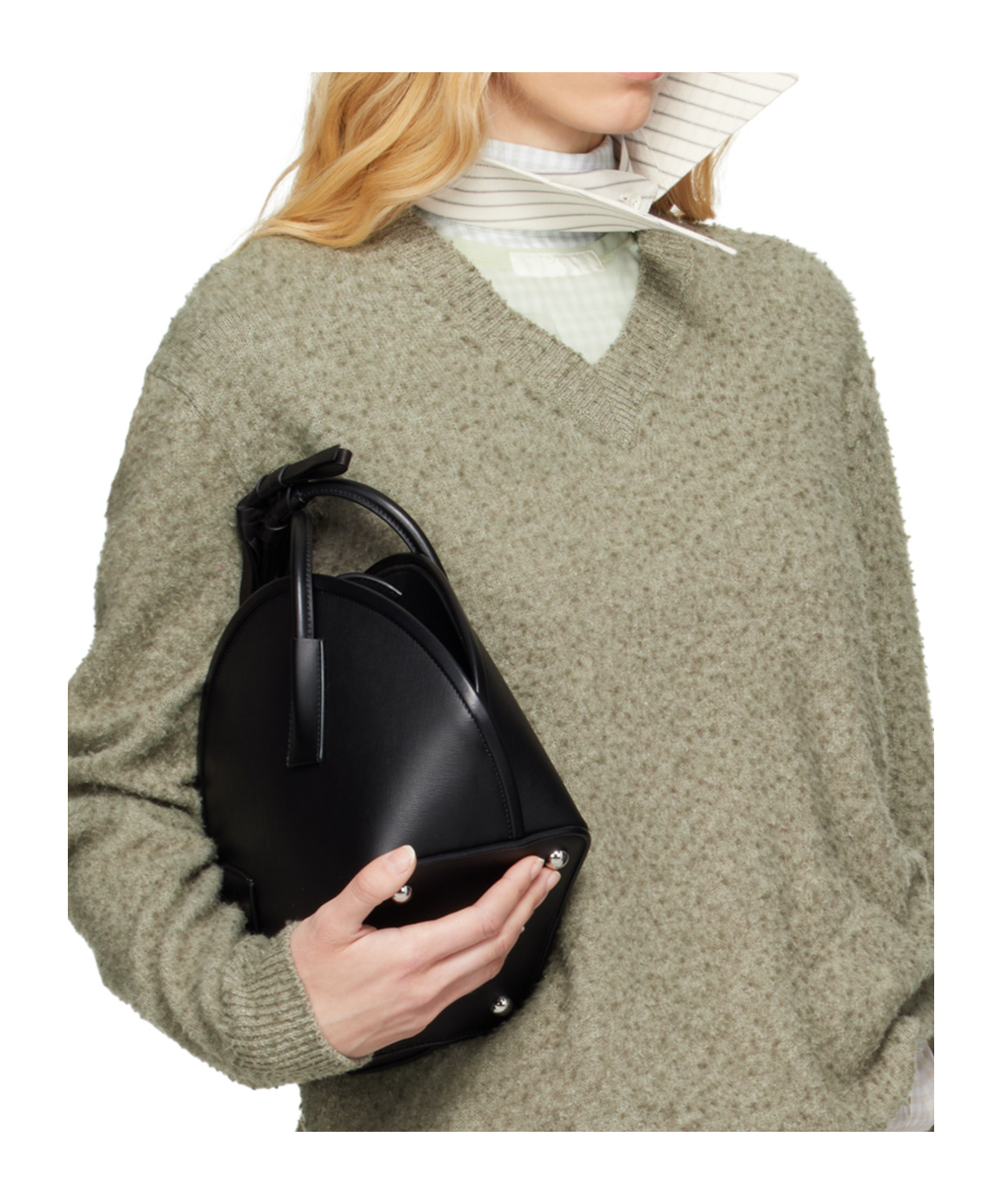 Maison Margiela Stripe Collar In Ecru