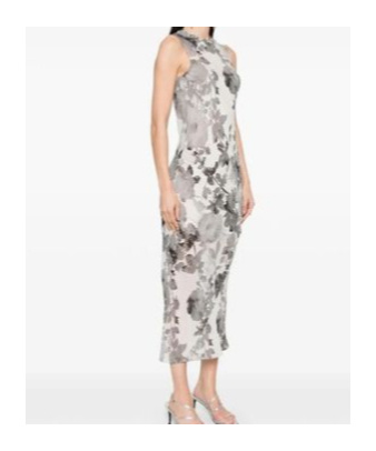 Patrizia Pepe Floral-print Midi Dress In Gray