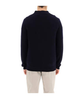 Comme Des Garçons Play Midnight Wool Cardigan With Ribbed Hem In Black