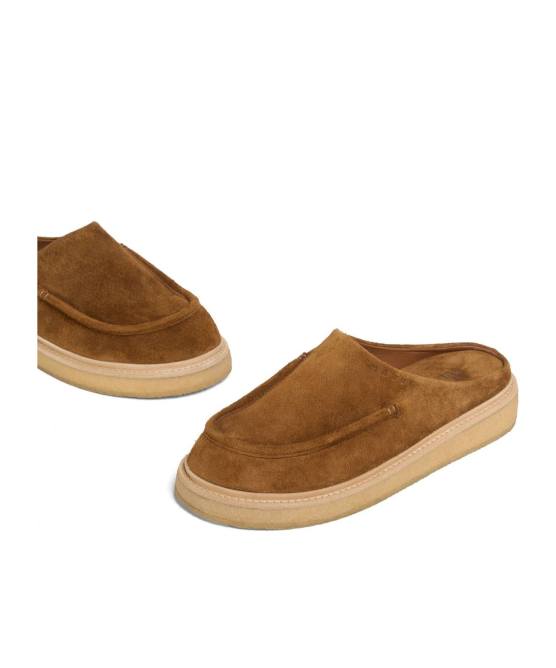 Marni Brown Suede Sabot Slip-on Loafers In Brown
