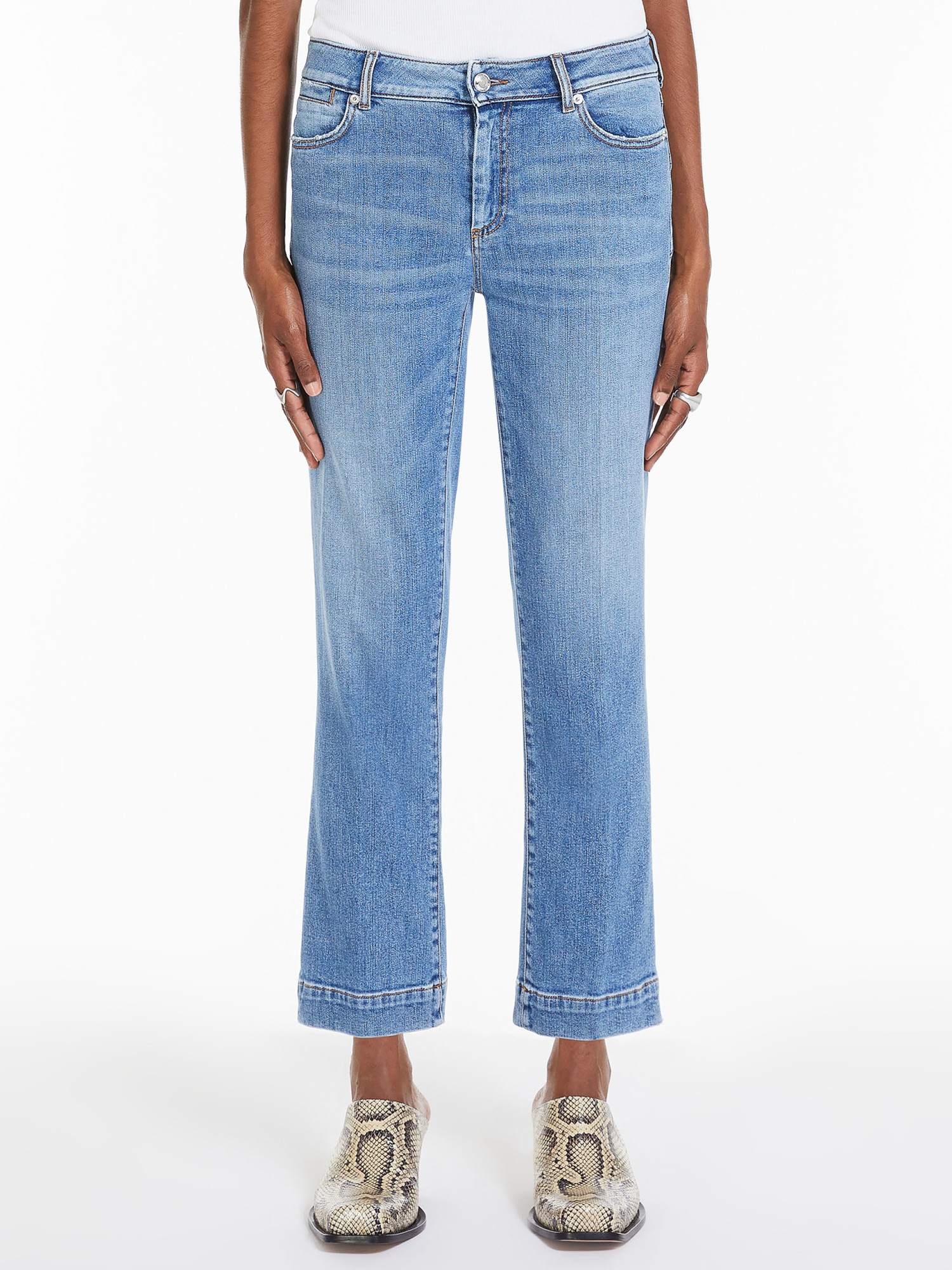 Sportmax Mini Trumpet Jeans Pants In Blue